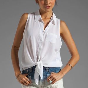 Equipment Mine Sleeveless Tie Front Blouse XS